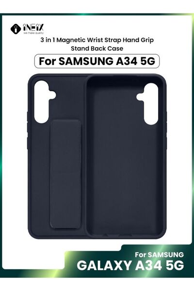 ineix غطاء واقٍ مغناطيسي 3 في 1 مع حزام معصم وحامل لهاتف Samsung Galaxy A34 5G
