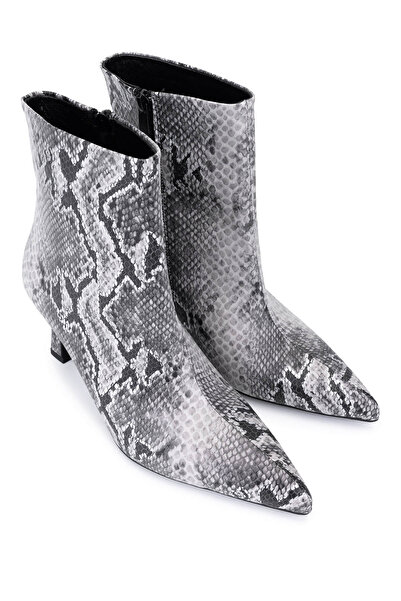 Tamer Tanca Kadın Siyah Yılan Desen Topuklu Bot