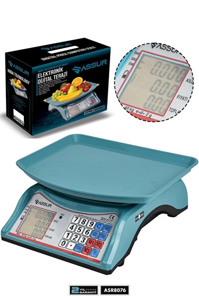 ASSUR Akülü Dijital Mutfak Terazisi 2 Gr 40 Kg Şarjlı Hassas Ölçüm Tartı Hass...