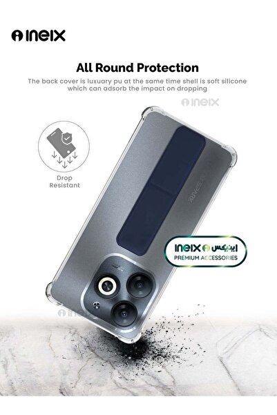 ineix 3-in-1 Magnetic Wrist Strap Hand Grip Stand Cover for Tecno Pop 8