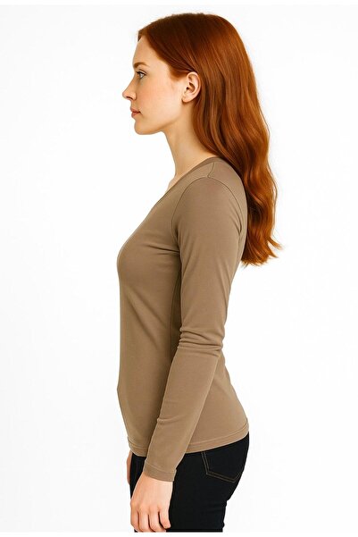 AXXEL Women's Earth Color Long Sleeve Unisex Fit T-Shirt-D236-K