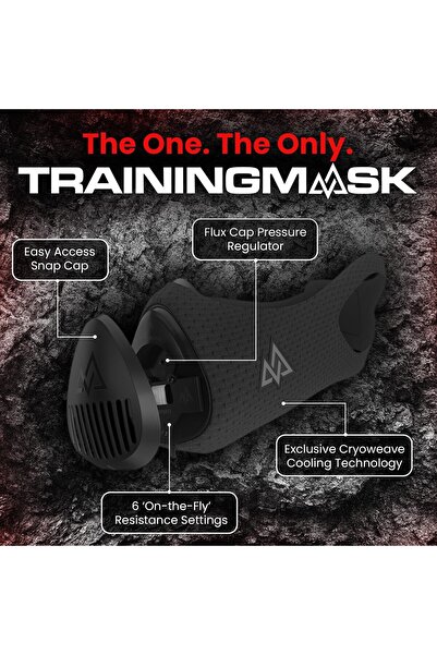 TRAININGMASK Training Mask 3.0 - Breathable Cardio Training Mask, Black, Medium