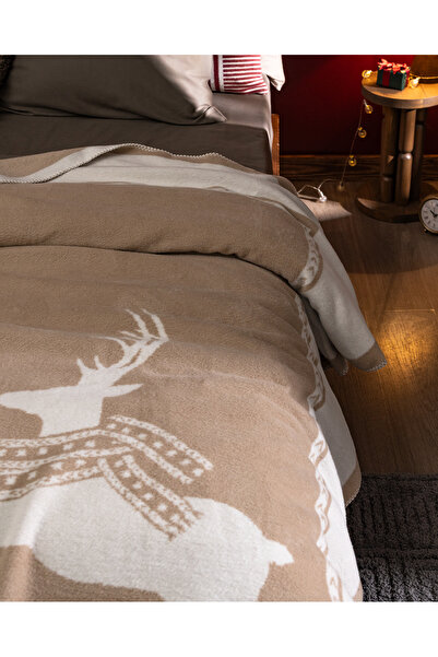 Madame Coco Mozal Double Jacquard Cotton Blanket - Beige/Ecru