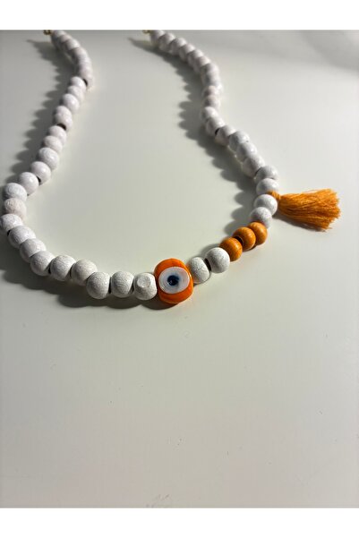 DeNors Evil Eye Beaded Tassel Glass and Wood Beaded Women's Necklace
