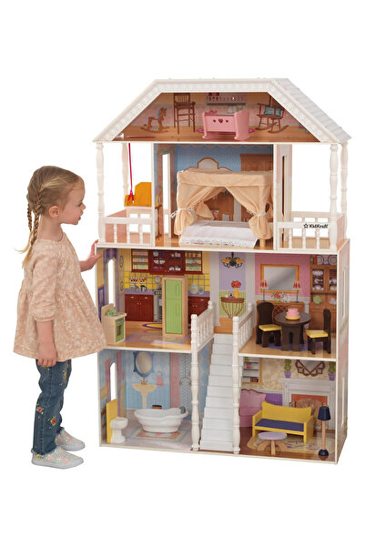 KIDKRAFT بيت الدمى الخشبي سافانا مع الأثاث والإكسسوارات