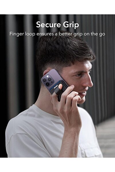 ESR MagSafe Wallet (HaloLock) - 3-Card Vegan Leather, Secure-Grip Loop, Black