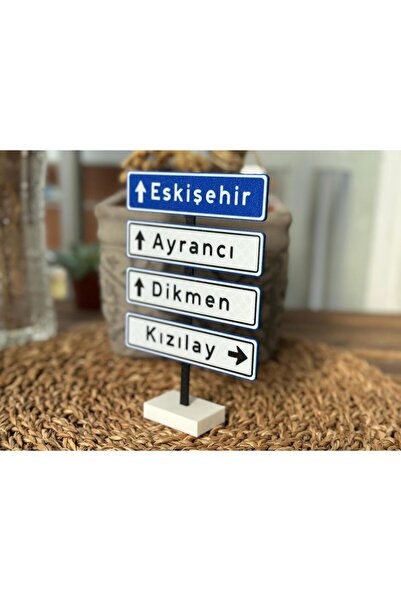 B2 Studio Ankara Yön Tabelası Dekor – Eskişehir, Ayrancı, Dikmen, Kızılay Yazılı 3D Masaüstü Biblo