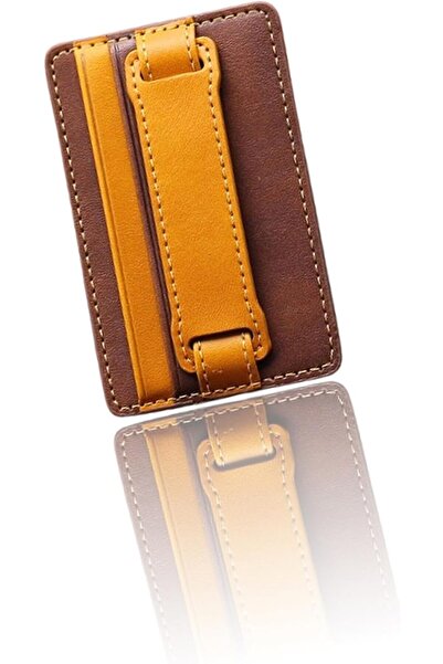 Sweet seven Self-Adhesive Leather Card Holder Sleeve - Brown Stick-On Wallet ...