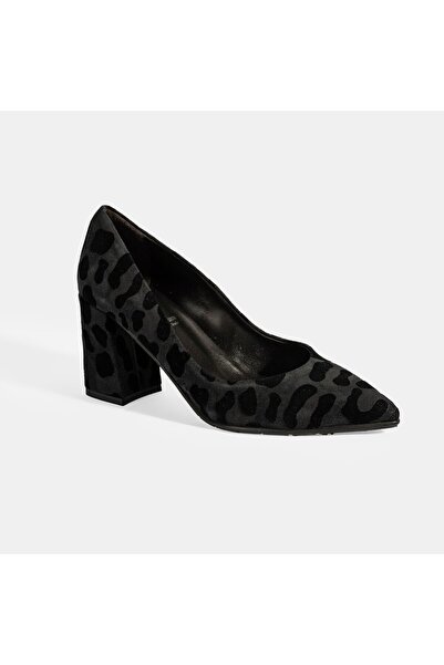 Desa Luca Grossi Women's Black Leopard Heeled Suede Classic Shoes