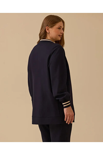 Gala-Xi Plus Size Stripe Detail Zip-Up Jacket