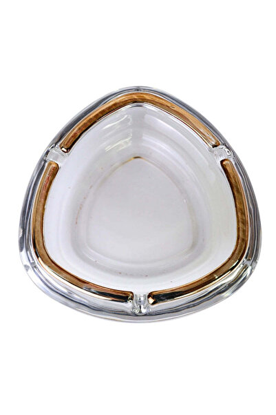 SAFECARE Transparent Narrow Triangular Ashtray with Golden Line