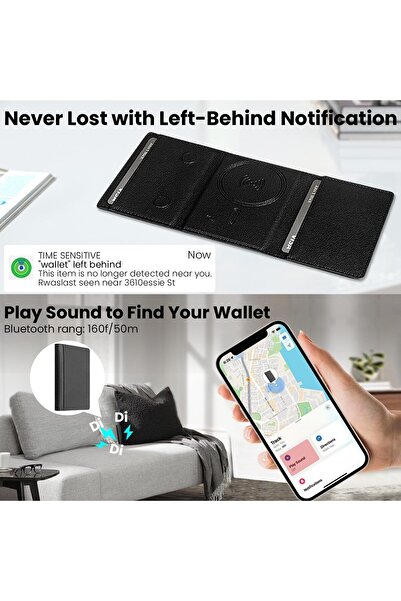 Generic MagSafe Wallet with Apple Find My, Magnetic Wallet Tracker, 6-Card RFID Blocking - Black