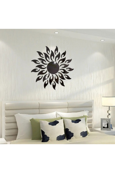 MaffStuff Oglinda autoadeziva decorativa Floarea Soarelui 50x50 cm negru