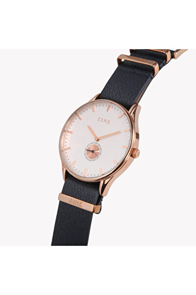 ZINK Men's Rose Gold Quartz Watch, Stainless Steel/Leather | ZK-001