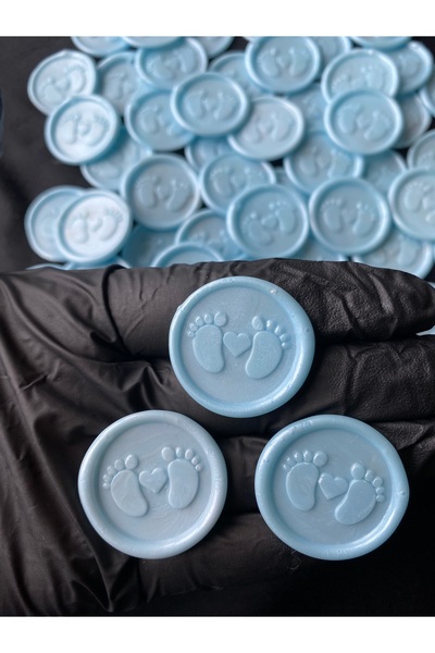 Seyri huzur 25’li Mavi Bebek Ayak İzli Balmumu Mühür – Çift Taraflı Bantlı