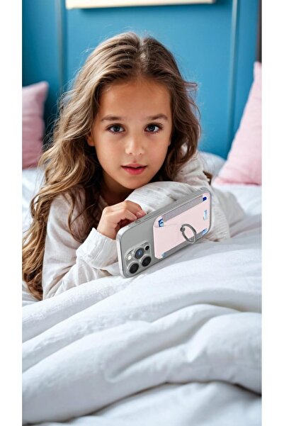 Generic Magnetic Leather Wallet with Card Holder & Ring for iPhone 15/14/13/12 Series – Light Pink