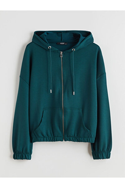 LC Waikiki Kapüşonlu Oversize Kadın Fermuarlı Sweatshirt