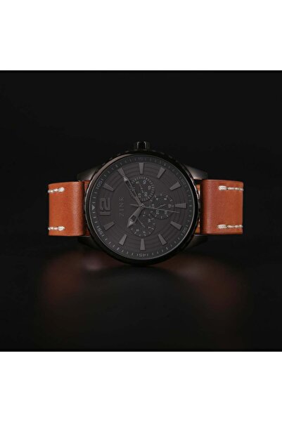ZINK Men's Black Stainless Steel & Brown Leather Watch | ZK131G2LS-92