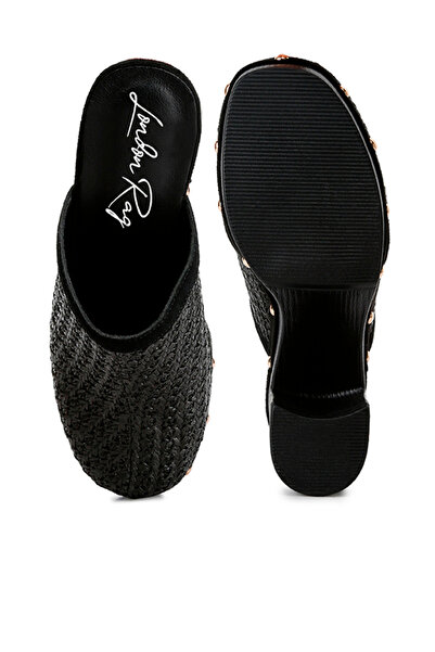 london Rag Women Raffia Platform Clogs in Black