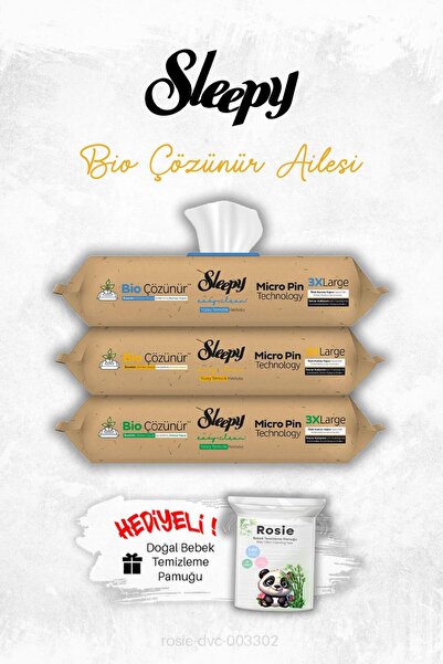 Sleepy 50 yaprak 3'lü Bio Çözünür Ailesi Tanışma Paketi ve ROSIE