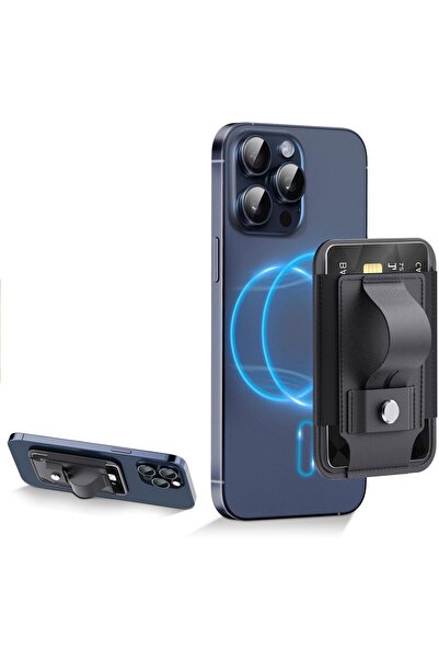 KASTWAVE حامل بطاقات مغناطيسي مع MagSafe لجهاز iPhone - 5 بطاقات، أسود