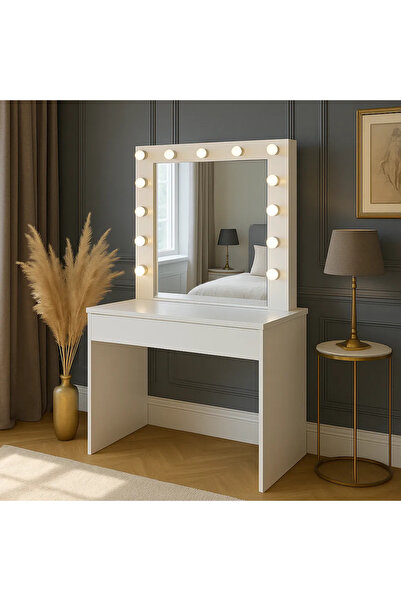 Selgot LED Makeup Vanity Table – 140.5 x 80 x 40 cm, large mirror and spacious drawer