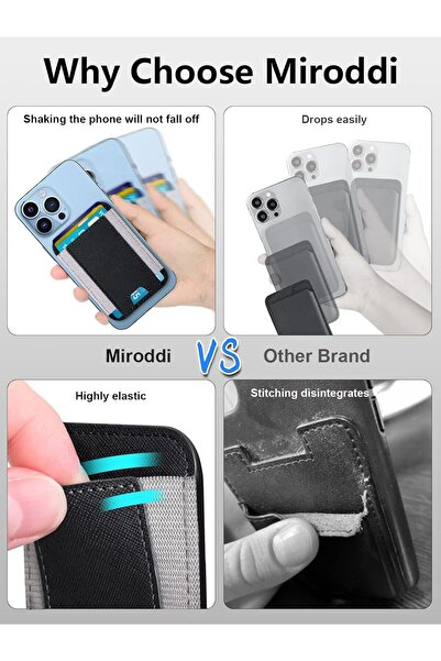 MAKINGTEC Vegan Leather MagSafe Magnetic Phone Wallet, RFID Blocking, Fits iPhone 12-14, 7 Cards (Bl