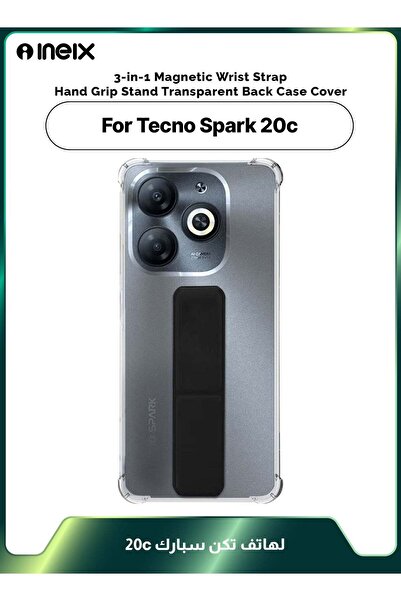 ineix 3-in-1 Magnetic Wrist Strap Hand Grip Stand Cover for Tecno Spark 20c