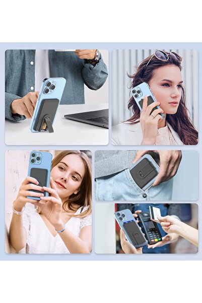 AZONEE Ultra Slim Silicone Phone Card Holder with Stand – Black