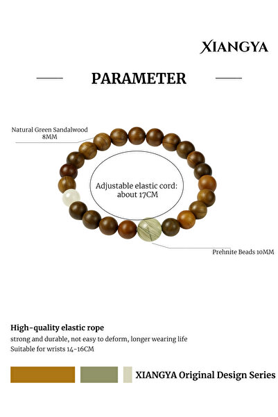 XIANGYA Bijou Bracelet Green Sandalwood with Prehnite Bead | Woodland Whisper