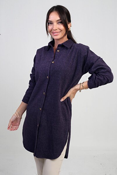 By Saygı Women's Side Slit Gray Tunic Shirt