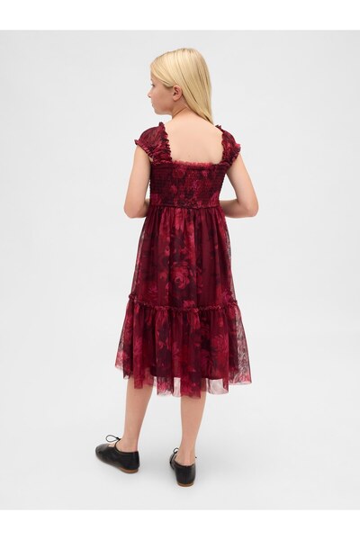 GAP Kız Çocuk Koyu Pembe Tül Midi Elbise