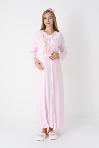 ERDENİZ TEKSTİL Maternity-Nightgown for Pregnant Women with Dressing Gown, Lo...