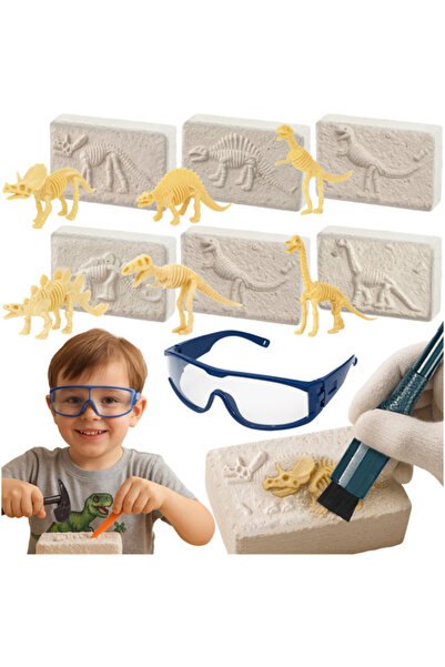 zola Set educativ de excavare si descopeire fosile, 6 dinozauri, pentru dezvo...