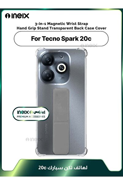 ineix 3-in-1 Magnetic Wrist Strap Hand Grip Stand Cover for Tecno Spark 20c