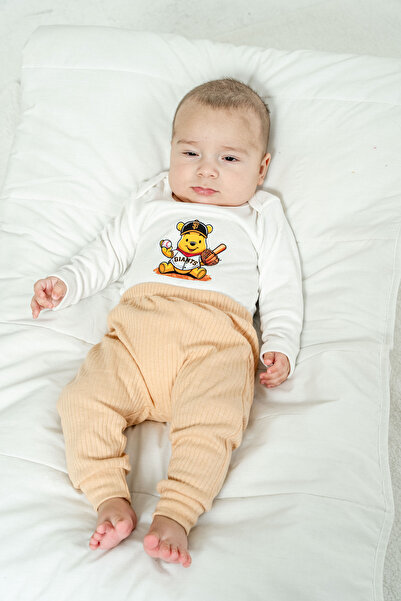 Chicsy Baby Baby Boy Teddy Bear Printed Bodysuits 3-Piece Transitional Set