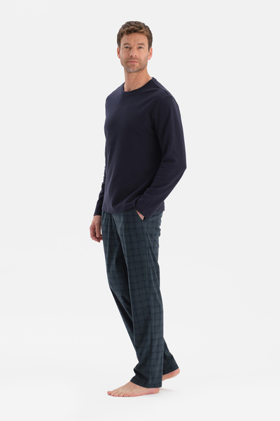 Dagi Lacivert Dikiş Detaylı Waffle Tişört Pantolon Pijama Takımı