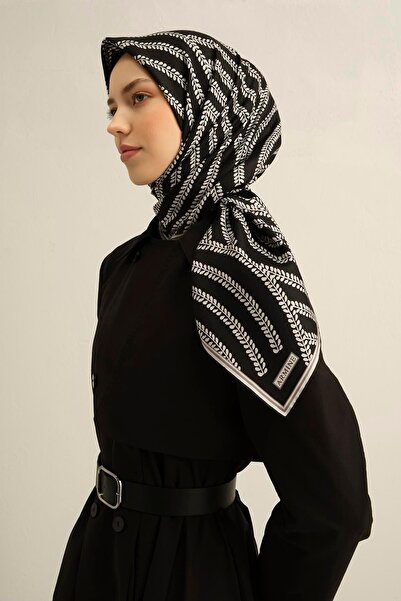 Armine Classic Patterned Pure Silk Twill Scarf 9351D 55