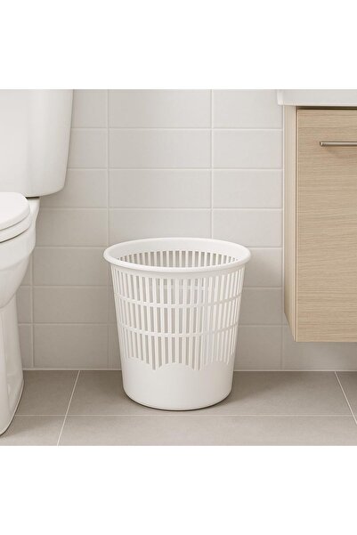 mastergold Small Plastic Waste Bin, 29cm x 31cm, Mesh Design, White