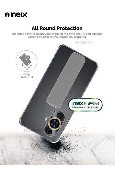 ineix 3-in-1 Magnetic Wrist Strap Hand Grip Stand Cover for Huawei Nova 11 Pro