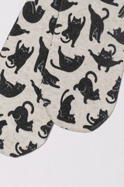 Conte Elegant Funny cotton and linen socks, with "Kittens" pattern, Conte Fantasy 560 - Beige, 36-39 (23-25)