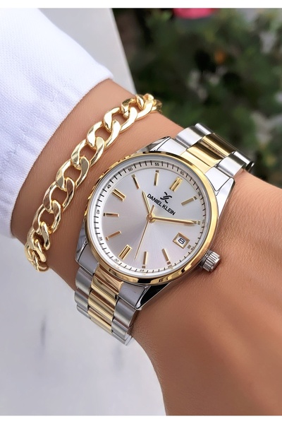Daniel Klein Orijinal Yeni Sezon Gold Gümüş Takvimli Kadın Kol Saati Bileklik Hediyeli DKO4568Y5T5