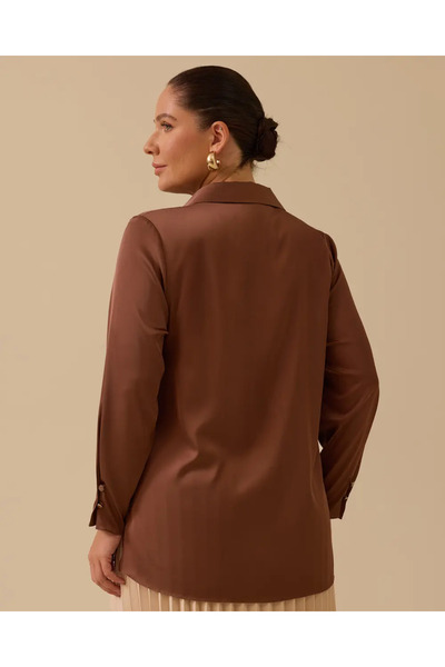 Gala-Xi Plus Size Buttoned Satin Shirt