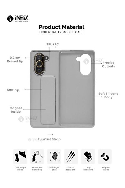 ineix 3-in-1 Magnetic Wrist Strap Hand Grip with Stand Case Cover for Huawei Nova 10