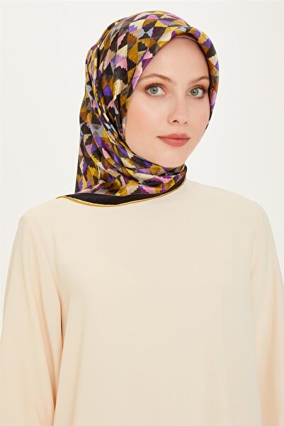 Armine Geometrik Desenli Sura Saf İpek Eşarp 9214D 36