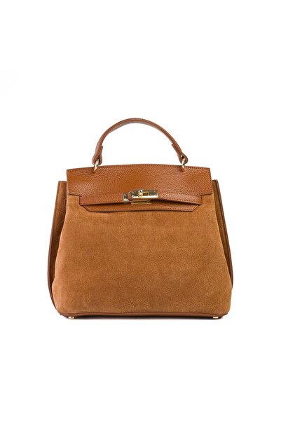 Posete Fagaras Teresa Leather Purse - Suede - Cognac, 1 Compartment, 1 Pocket, Non-Adjustable Strap