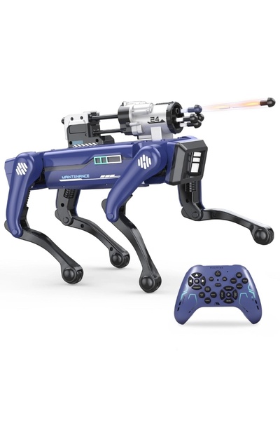 iUni Câine robot inteligent 8020 cu lansator de săgeți, telecomandă, comenzi vocale, programare prin mișcare