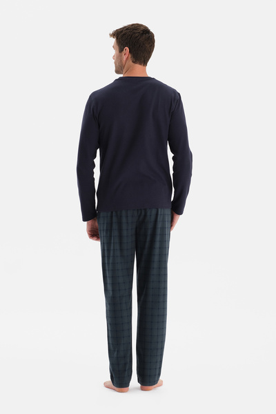 Dagi Lacivert Dikiş Detaylı Waffle Tişört Pantolon Pijama Takımı