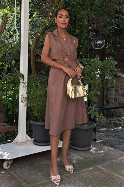 EDA COLLECTION Rochie de lungime midi cu detaliu inel pe burtă 2896