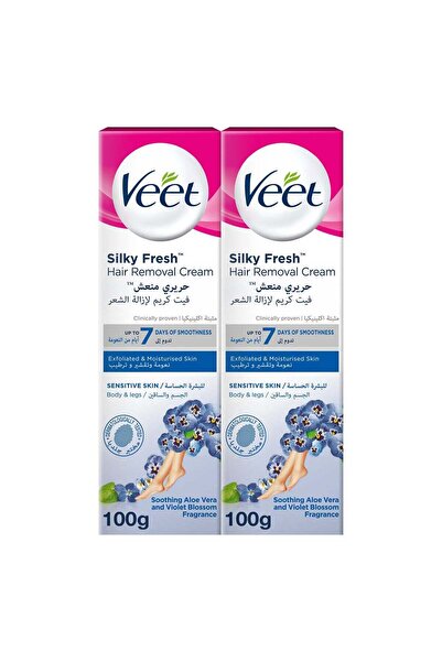 Veet Soothing Aloe Vera & Violet Blossom Silky Fresh Hair Removal Cream for Sensitive Skin, Body & L